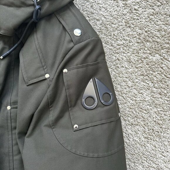 Moose Knuckles Men's Army Green W/Ivory Saint-Ulric Down Parka, Size Large - Picture 10 of 15